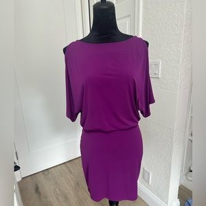 Purple shoulder cut-out dress